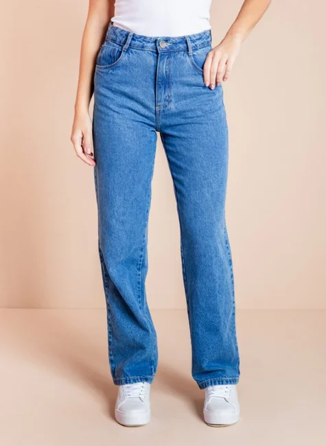 Jeans Reta Jeans Azul Marinho Calça Jeans Reta Azul Escuro F24041